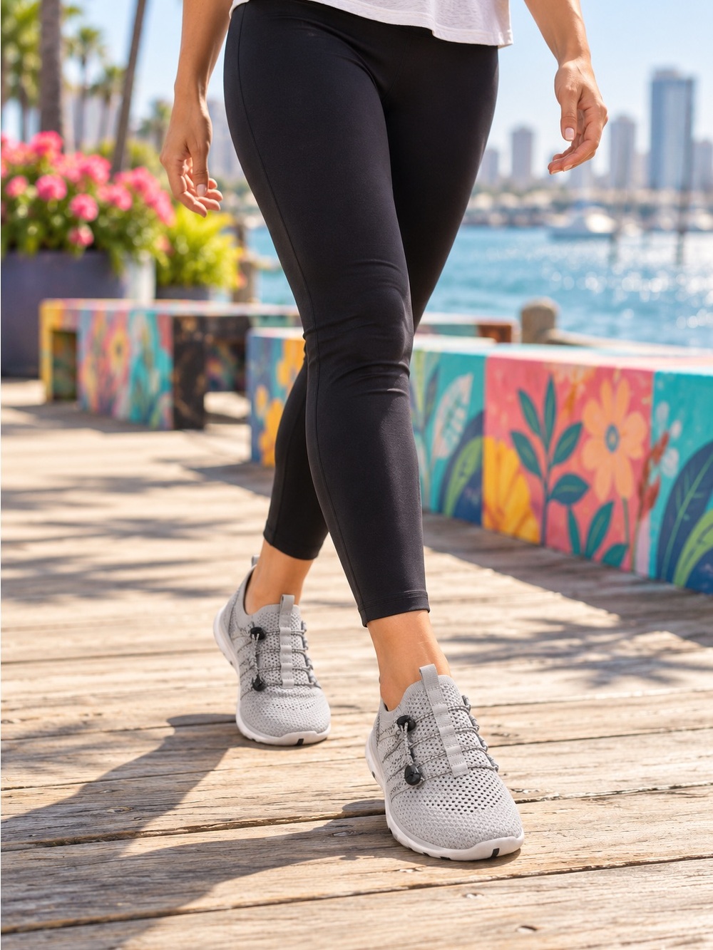 A sunny walk, a colorful waterfront, and shoes that are ready to come along. ☀️👟
